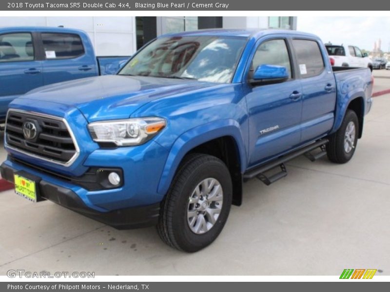 Blazing Blue Pearl / Cement Gray 2018 Toyota Tacoma SR5 Double Cab 4x4
