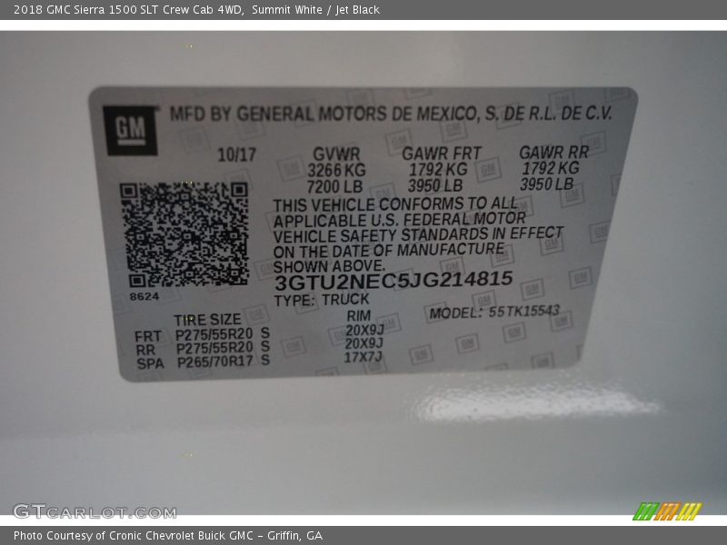 Summit White / Jet Black 2018 GMC Sierra 1500 SLT Crew Cab 4WD