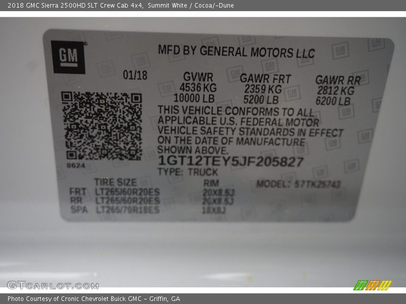 Summit White / Cocoa/­Dune 2018 GMC Sierra 2500HD SLT Crew Cab 4x4