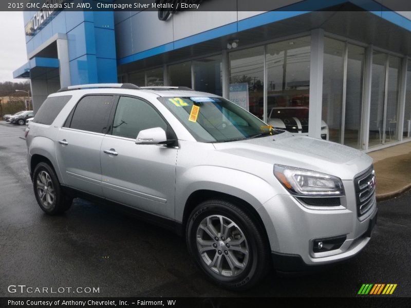 Champagne Silver Metallic / Ebony 2015 GMC Acadia SLT AWD