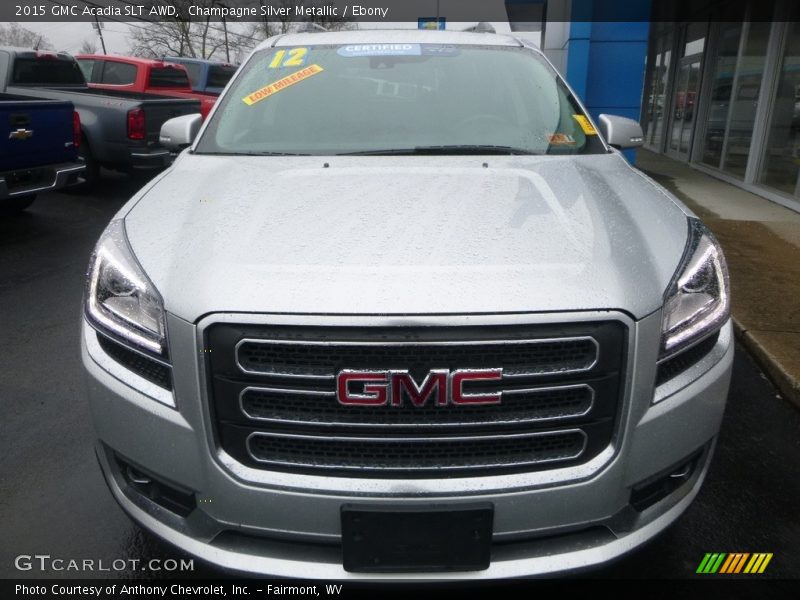 Champagne Silver Metallic / Ebony 2015 GMC Acadia SLT AWD