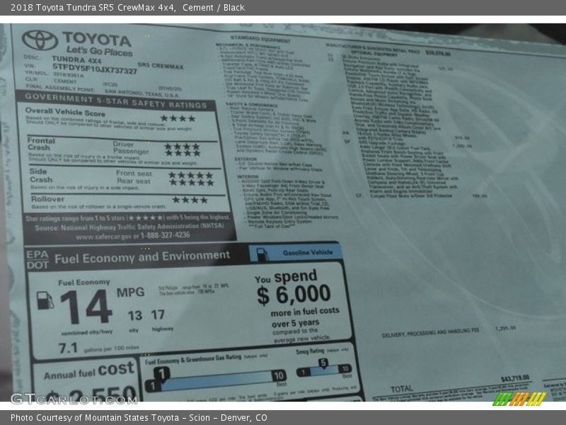 Cement / Black 2018 Toyota Tundra SR5 CrewMax 4x4