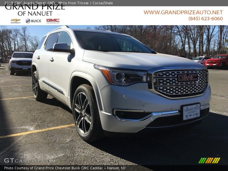 White Frost Tricoat / Cocoa/Shale 2018 GMC Acadia Denali AWD