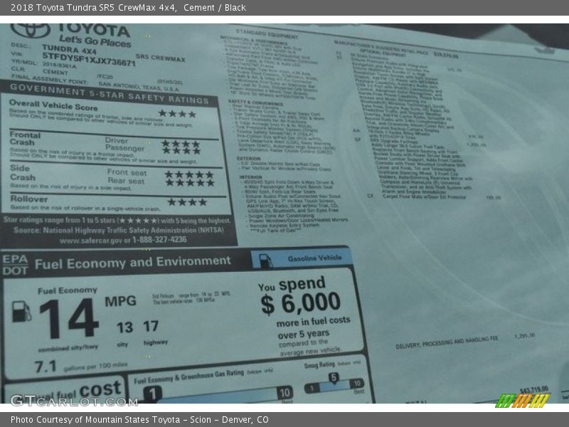 Cement / Black 2018 Toyota Tundra SR5 CrewMax 4x4