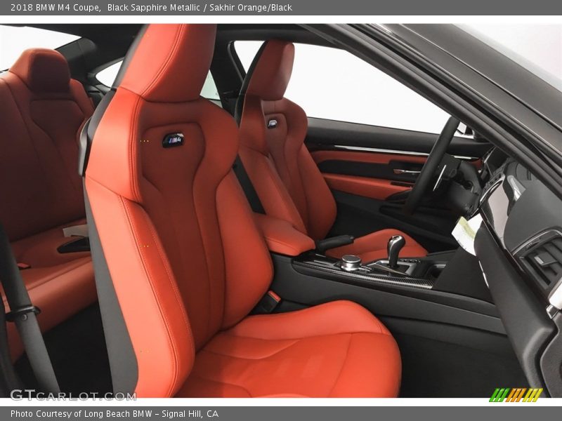 Black Sapphire Metallic / Sakhir Orange/Black 2018 BMW M4 Coupe