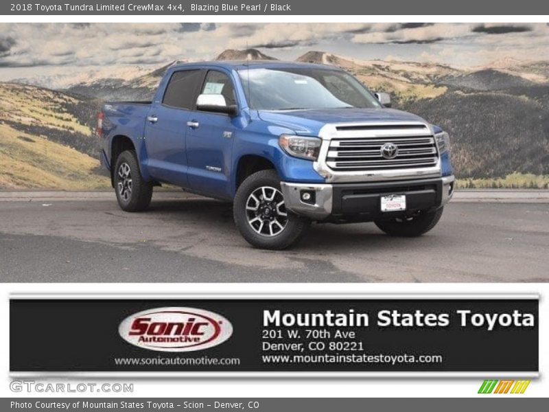 Blazing Blue Pearl / Black 2018 Toyota Tundra Limited CrewMax 4x4