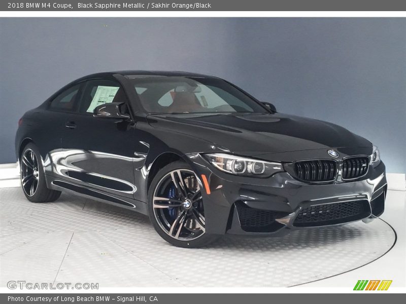 Black Sapphire Metallic / Sakhir Orange/Black 2018 BMW M4 Coupe