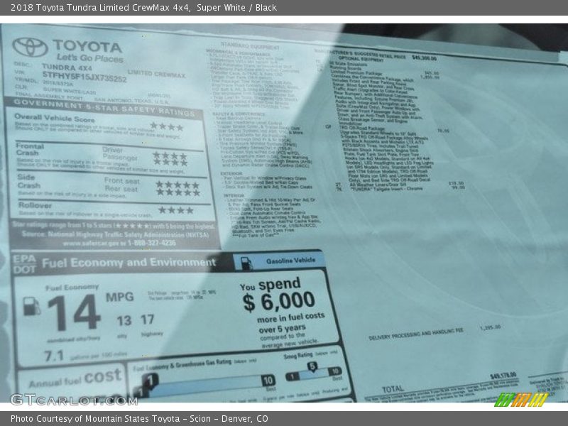 Super White / Black 2018 Toyota Tundra Limited CrewMax 4x4