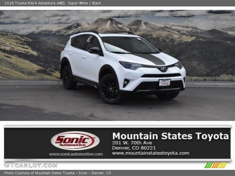 Super White / Black 2018 Toyota RAV4 Adventure AWD