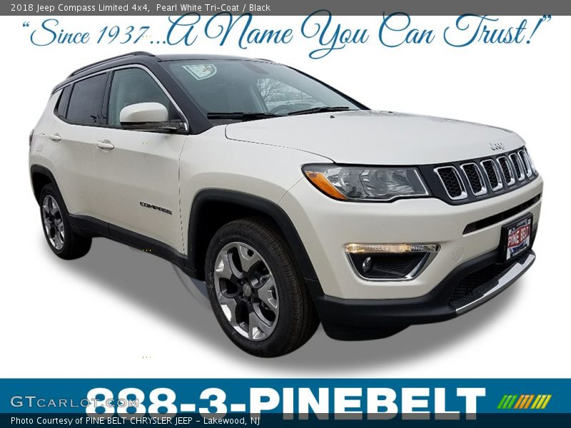Pearl White Tri–Coat / Black 2018 Jeep Compass Limited 4x4