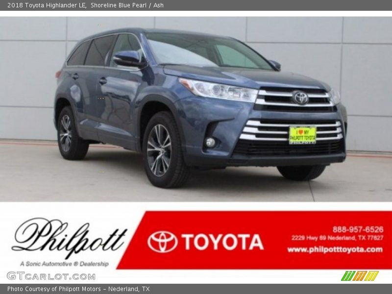 Shoreline Blue Pearl / Ash 2018 Toyota Highlander LE