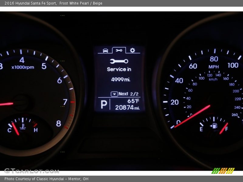Frost White Pearl / Beige 2016 Hyundai Santa Fe Sport