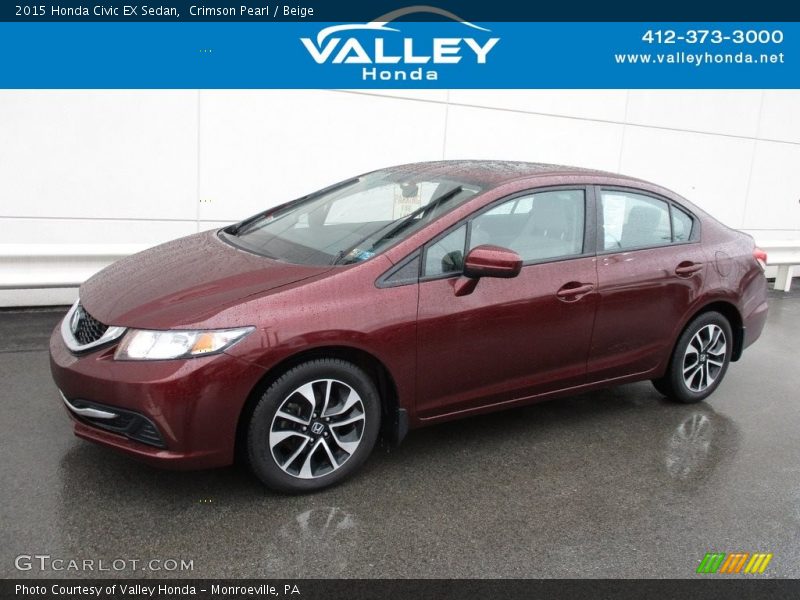 Crimson Pearl / Beige 2015 Honda Civic EX Sedan