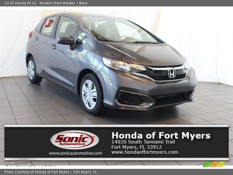 Modern Steel Metallic / Black 2018 Honda Fit LX