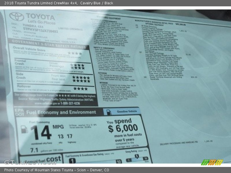 Cavalry Blue / Black 2018 Toyota Tundra Limited CrewMax 4x4