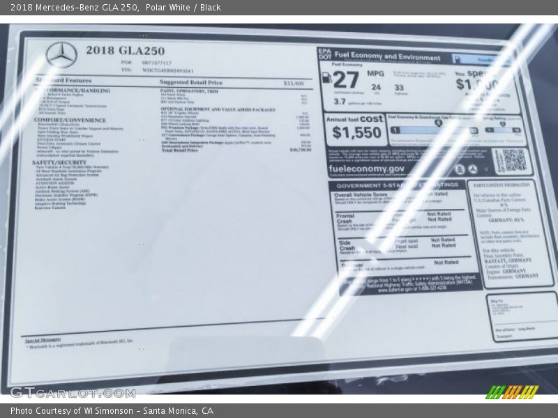Polar White / Black 2018 Mercedes-Benz GLA 250