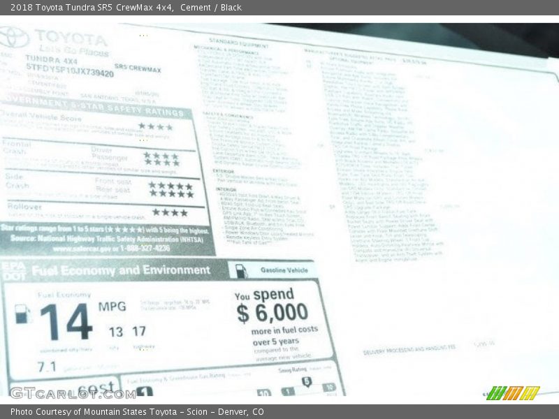 Cement / Black 2018 Toyota Tundra SR5 CrewMax 4x4