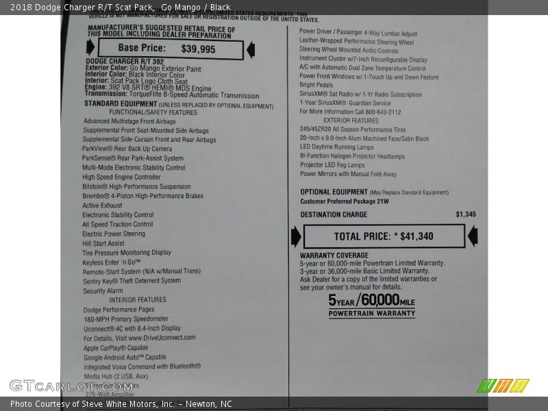 Go Mango / Black 2018 Dodge Charger R/T Scat Pack