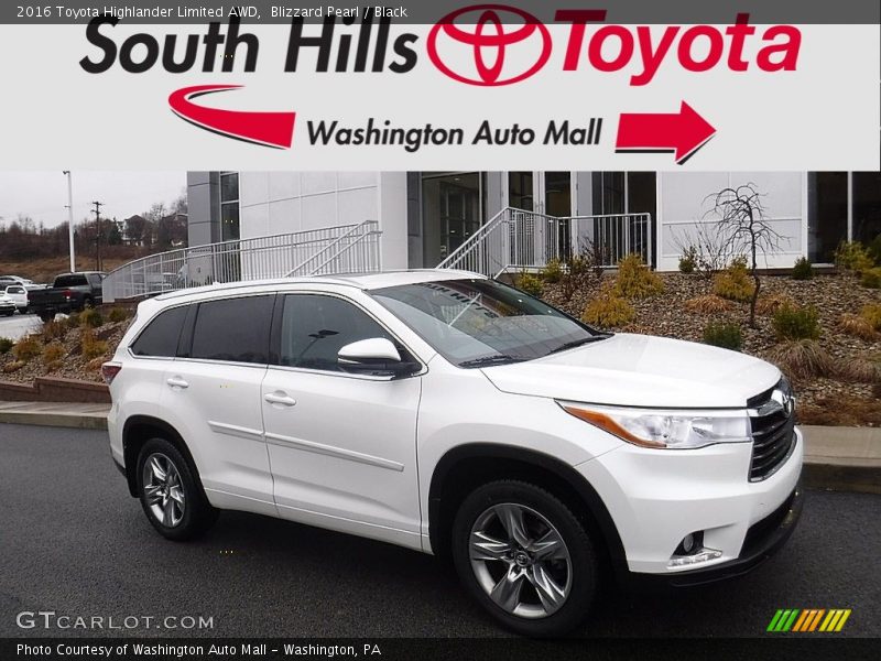 Blizzard Pearl / Black 2016 Toyota Highlander Limited AWD