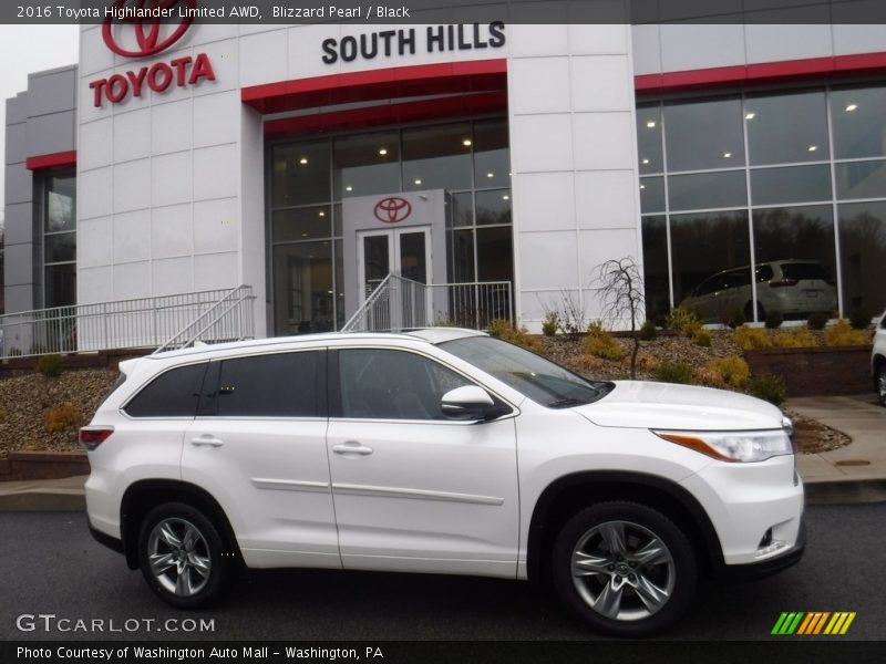 Blizzard Pearl / Black 2016 Toyota Highlander Limited AWD