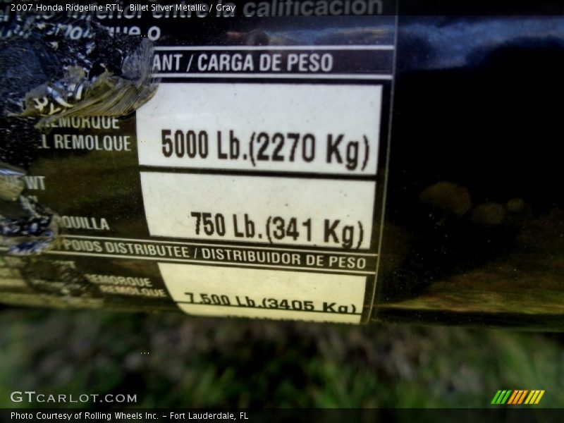 Billet Silver Metallic / Gray 2007 Honda Ridgeline RTL