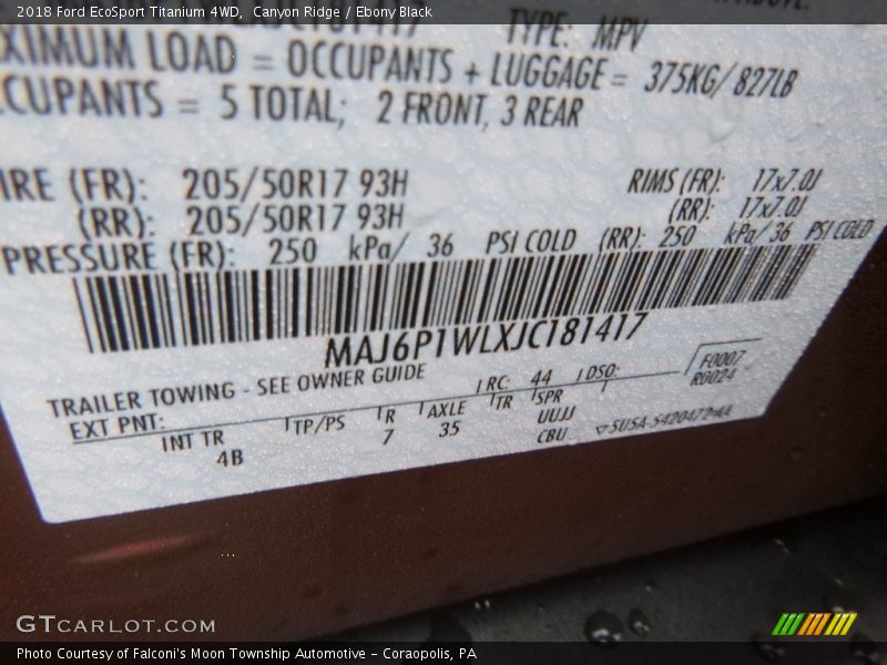 Canyon Ridge / Ebony Black 2018 Ford EcoSport Titanium 4WD