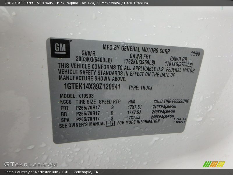 Summit White / Dark Titanium 2009 GMC Sierra 1500 Work Truck Regular Cab 4x4