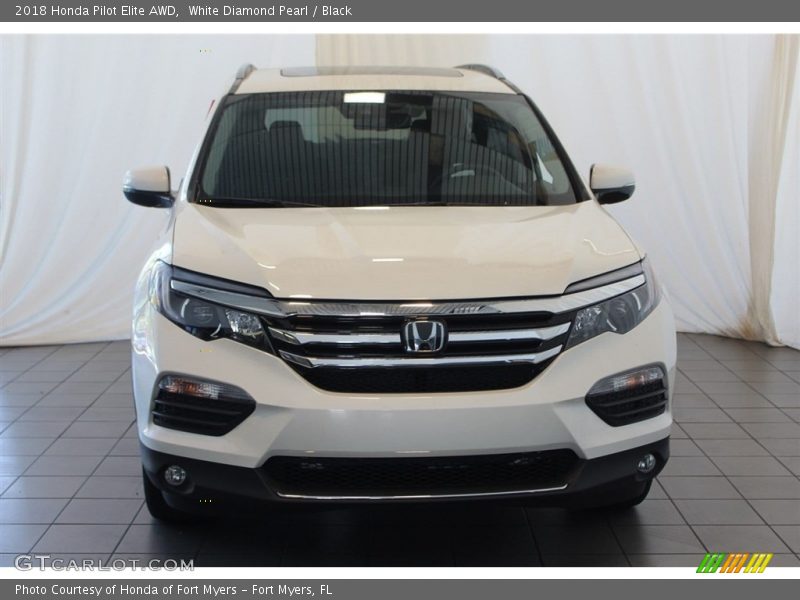 White Diamond Pearl / Black 2018 Honda Pilot Elite AWD