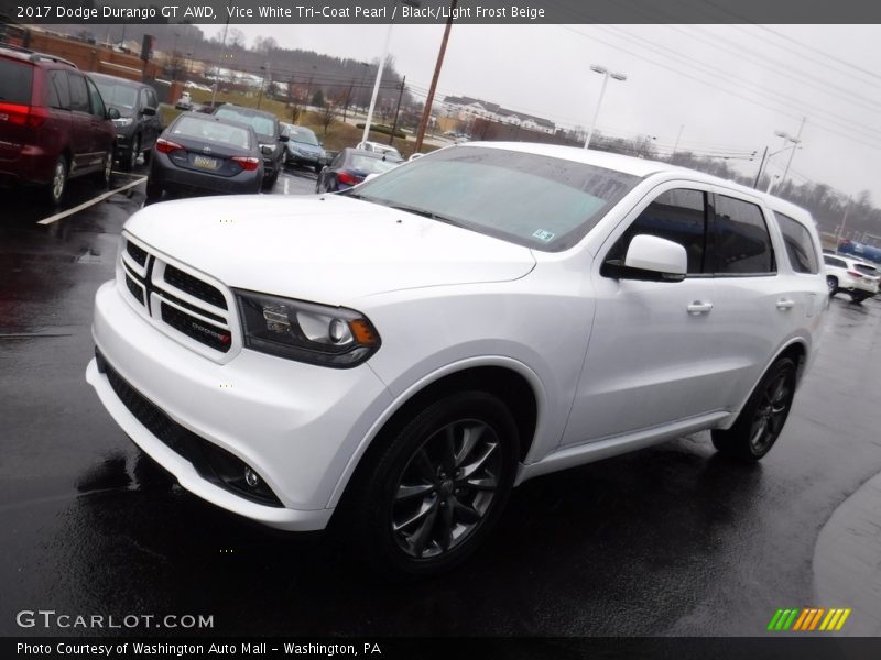 Vice White Tri-Coat Pearl / Black/Light Frost Beige 2017 Dodge Durango GT AWD