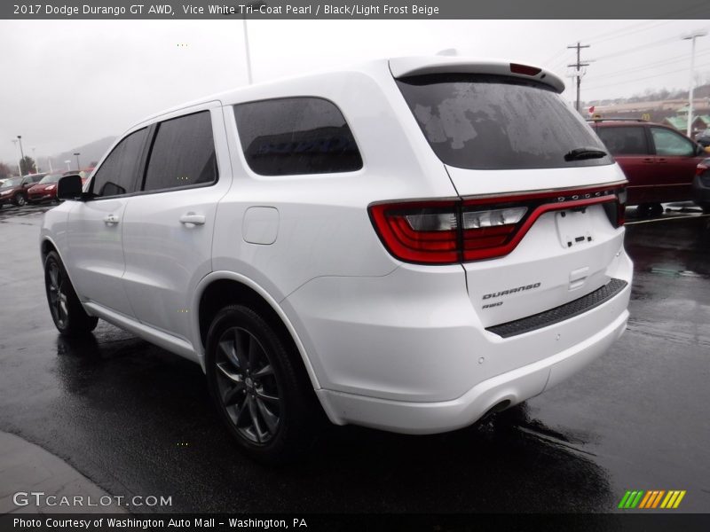 Vice White Tri-Coat Pearl / Black/Light Frost Beige 2017 Dodge Durango GT AWD