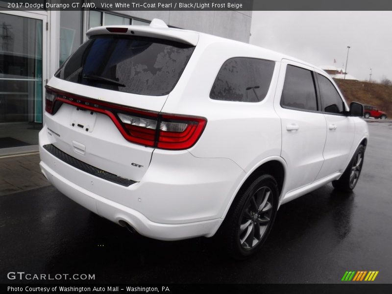 Vice White Tri-Coat Pearl / Black/Light Frost Beige 2017 Dodge Durango GT AWD