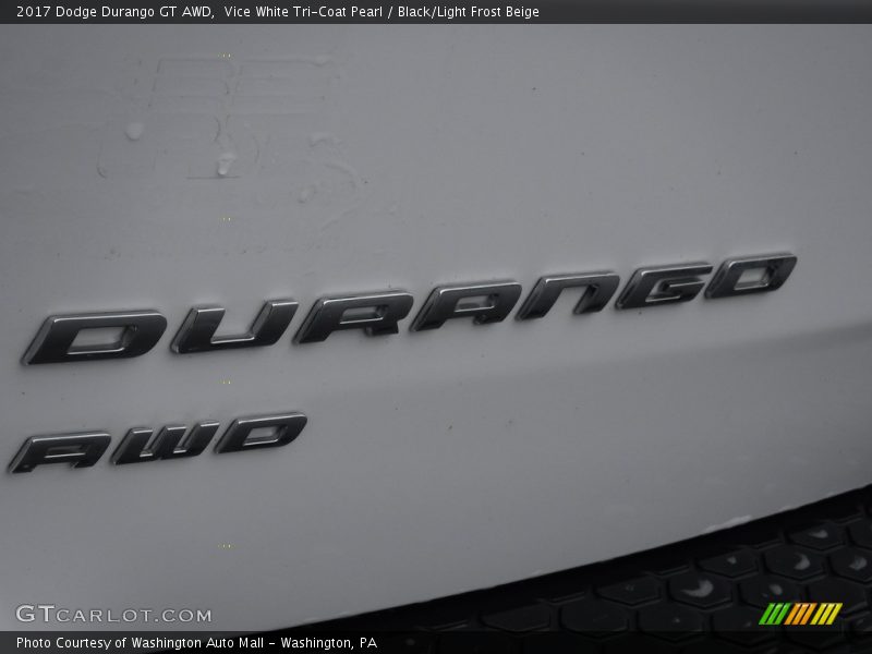 Vice White Tri-Coat Pearl / Black/Light Frost Beige 2017 Dodge Durango GT AWD