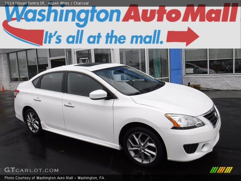 Aspen White / Charcoal 2014 Nissan Sentra SR