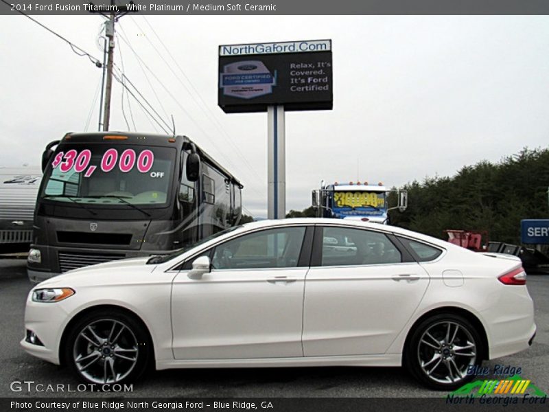 White Platinum / Medium Soft Ceramic 2014 Ford Fusion Titanium