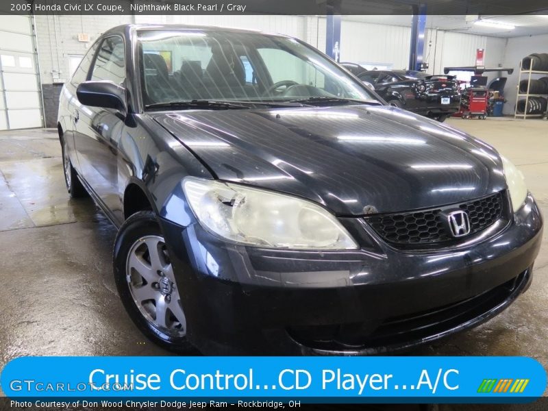 Nighthawk Black Pearl / Gray 2005 Honda Civic LX Coupe