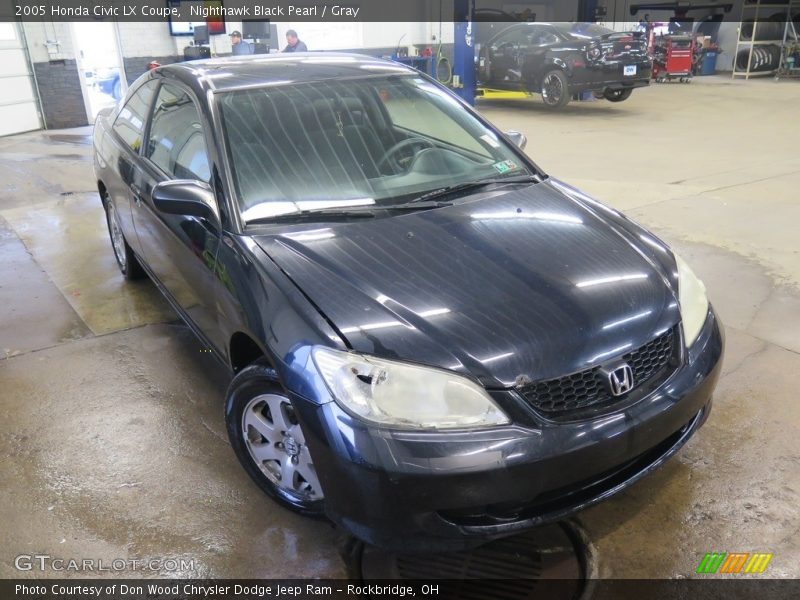 Nighthawk Black Pearl / Gray 2005 Honda Civic LX Coupe