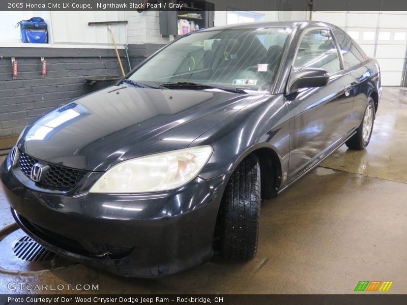Nighthawk Black Pearl / Gray 2005 Honda Civic LX Coupe