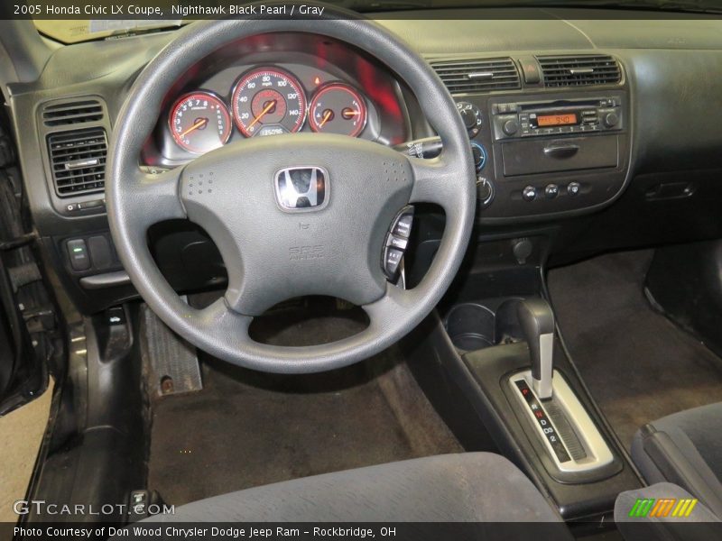 Nighthawk Black Pearl / Gray 2005 Honda Civic LX Coupe