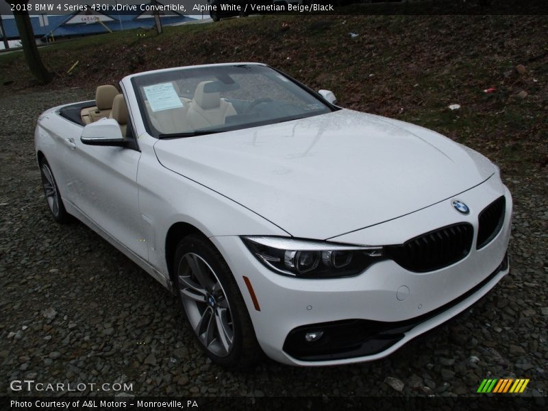 Alpine White / Venetian Beige/Black 2018 BMW 4 Series 430i xDrive Convertible