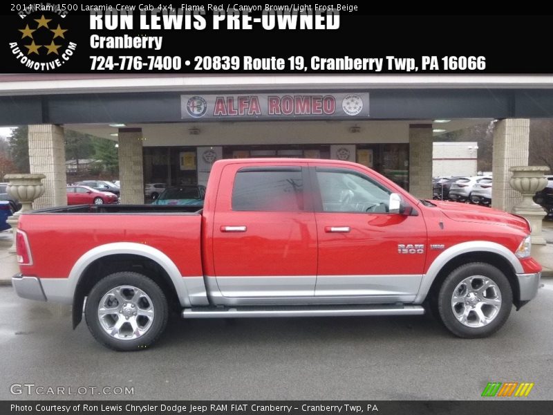 Flame Red / Canyon Brown/Light Frost Beige 2014 Ram 1500 Laramie Crew Cab 4x4