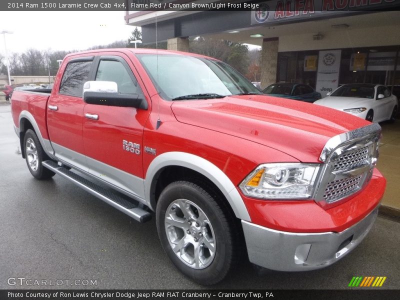 Flame Red / Canyon Brown/Light Frost Beige 2014 Ram 1500 Laramie Crew Cab 4x4