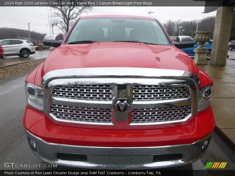 Flame Red / Canyon Brown/Light Frost Beige 2014 Ram 1500 Laramie Crew Cab 4x4