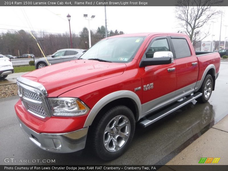 Flame Red / Canyon Brown/Light Frost Beige 2014 Ram 1500 Laramie Crew Cab 4x4