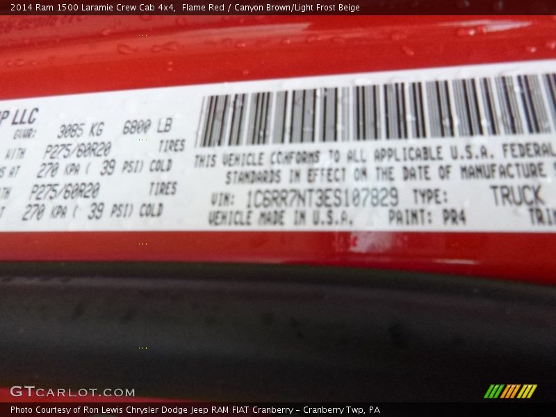 Flame Red / Canyon Brown/Light Frost Beige 2014 Ram 1500 Laramie Crew Cab 4x4