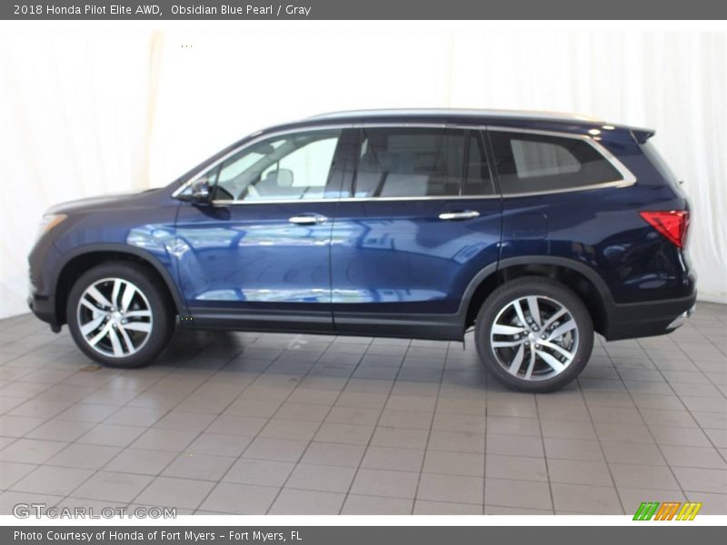 Obsidian Blue Pearl / Gray 2018 Honda Pilot Elite AWD