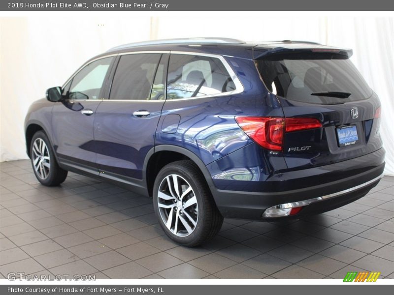 Obsidian Blue Pearl / Gray 2018 Honda Pilot Elite AWD