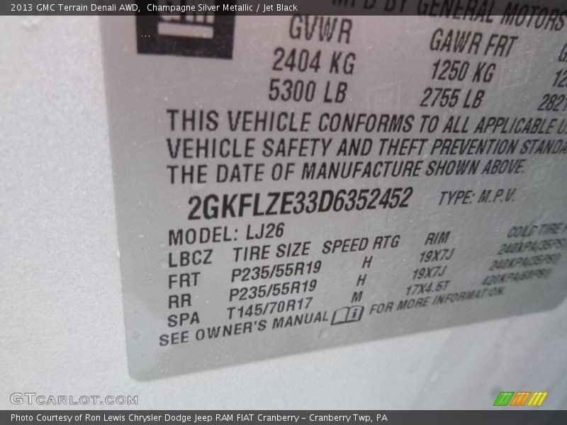 Champagne Silver Metallic / Jet Black 2013 GMC Terrain Denali AWD