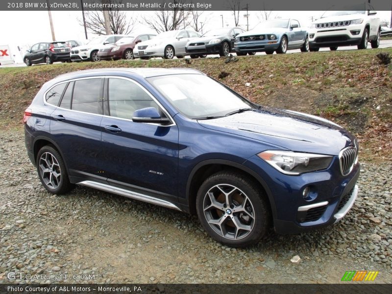 Mediterranean Blue Metallic / Canberra Beige 2018 BMW X1 xDrive28i