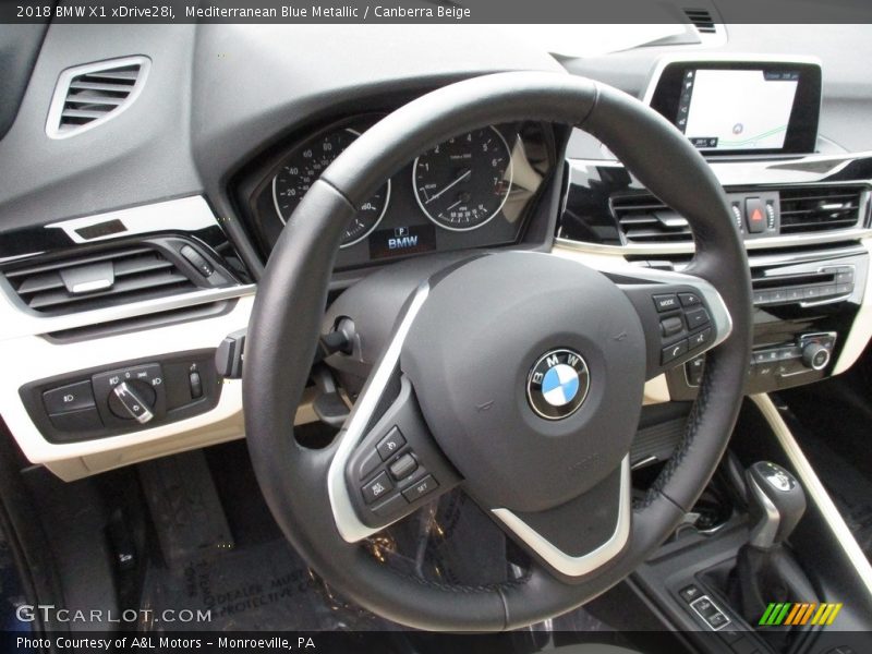 Mediterranean Blue Metallic / Canberra Beige 2018 BMW X1 xDrive28i