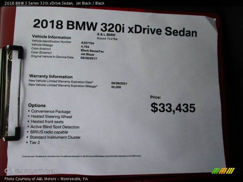 Jet Black / Black 2018 BMW 3 Series 320i xDrive Sedan